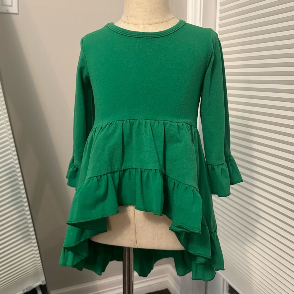 Boutique White Label Brand Green Asymmetric Top | 3T